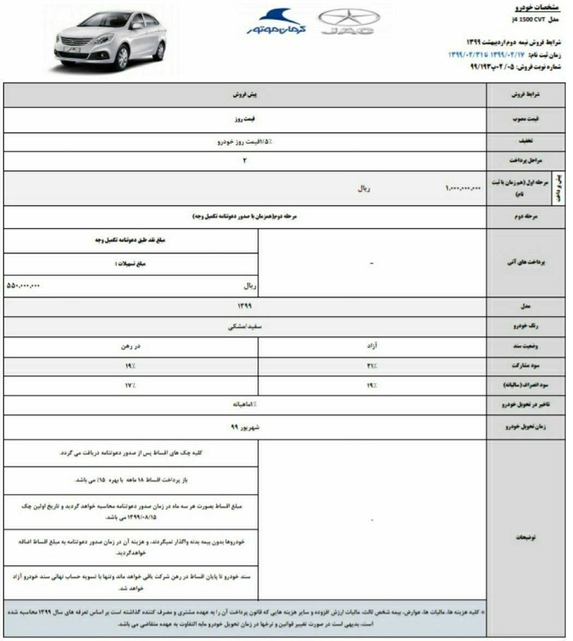 طرح جدید پیش فروش محصولات کرمان موتور [به روز رسانی] - اردیبهشت 99