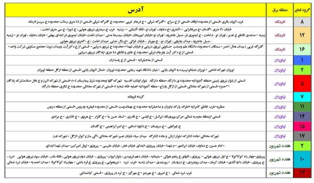 برنامه جدید زمان‌بندی خاموشی احتمالی در تهران اعلام شد