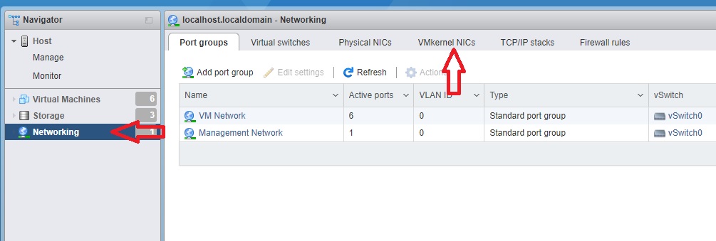 تغییر آیپی در esxi