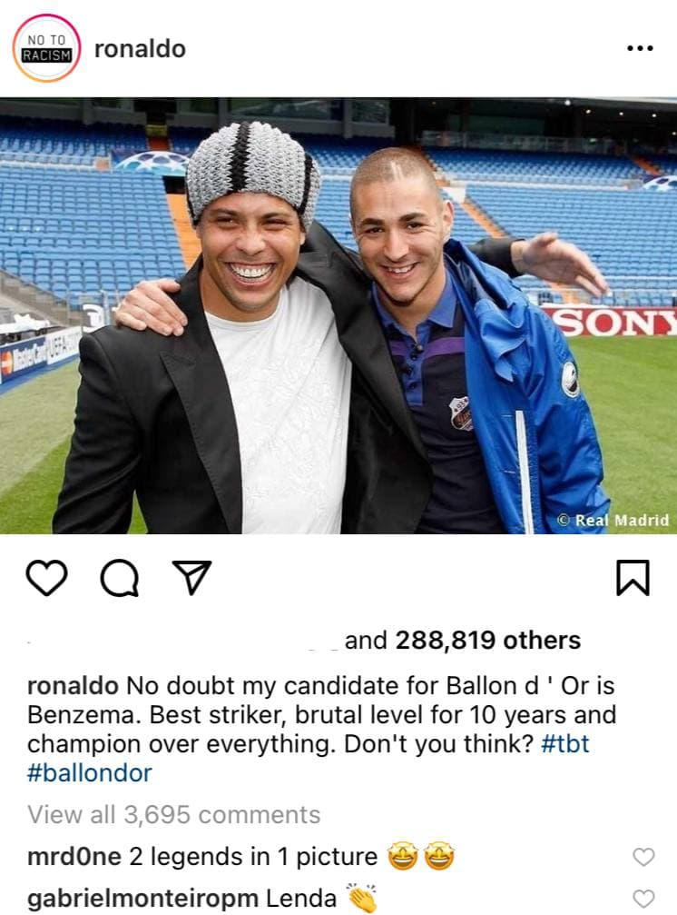 فرد شایسته توپ طلا از نظر رونالدو نازاریو/عکس