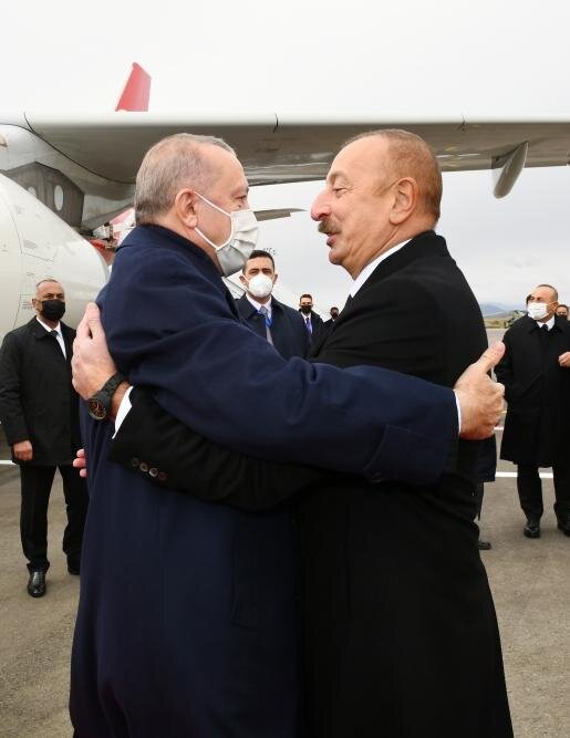 استقبال علی‌اف از اردوغان در فضولی/عکس