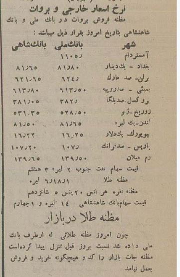 ۹۰ سال پیش طلا مثقالی ۲ ریال ارزان شد + عکس و گزارش