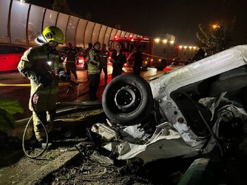 تصادف مرگبار پژو ۲۰۶ در بزرگراه حکیم