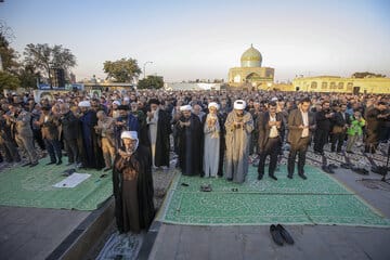 اقامه نماز باران به امامت آیت‌الله مظفری در گلزار شهدای قزوین