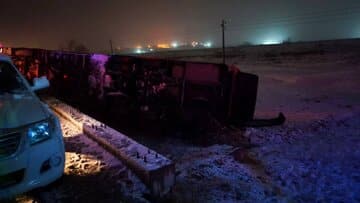 واژگونی اتوبوس در محور مهاباد ارومیه، یک مصدوم داشت