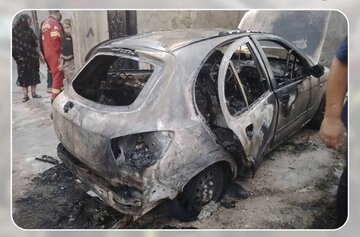 سهلانگاری هنگام تعمیر پمپ بنزین، خودروی تیبا را به آتش کشید