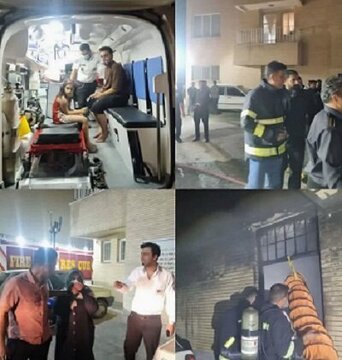 عملیات موفقیتآمیز آتشنشانی کرمان/ نجات ۵ محبوس در حریق مجتمع مسکونی