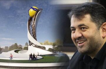 المان والیبال در یکی از میادین ارومیه نصب میشود