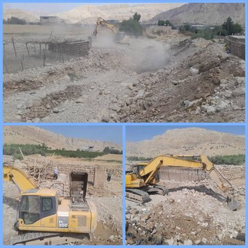 آغاز عملیات لایروبی و آزادسازی مسیل طبیعی روستای خرسدر پلدختر