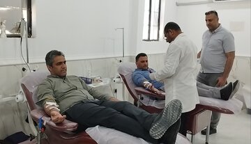 اهدای خون ورزشکاران در بستک هرمزگان